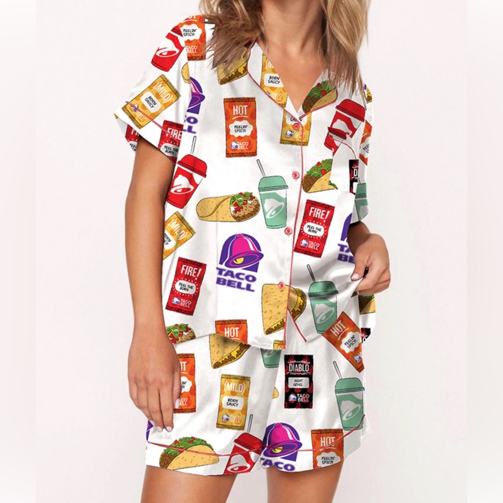 Sheshow White Taco Bell Short Set Size Large